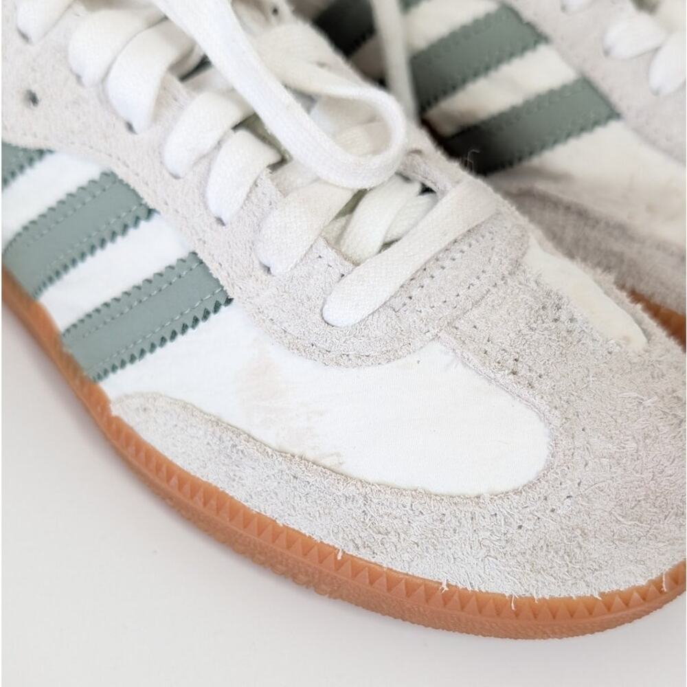adidas Samba Women's White / Light Green Sneakers with Gum Sole - Picture 3 of 7